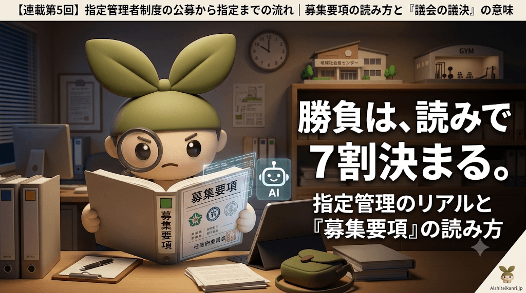 【連載第5回】指定管理者制度の公募から指定までの流れ|募集要項の読み方と「議会の議決」の意味